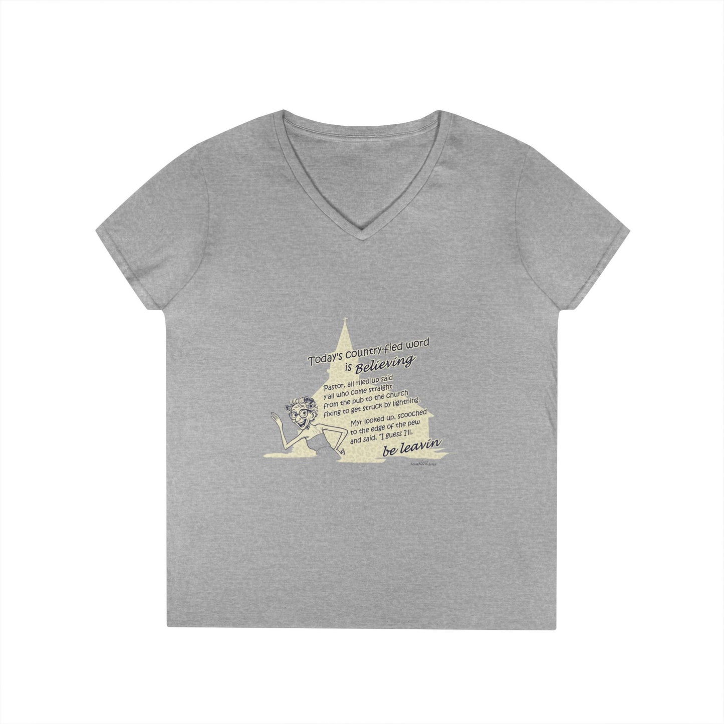 Believing - Ladies' V-Neck T-Shirt