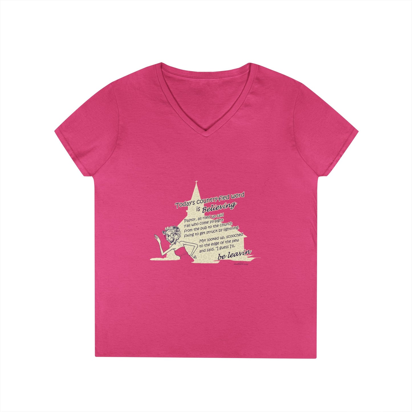 Believing - Ladies' V-Neck T-Shirt