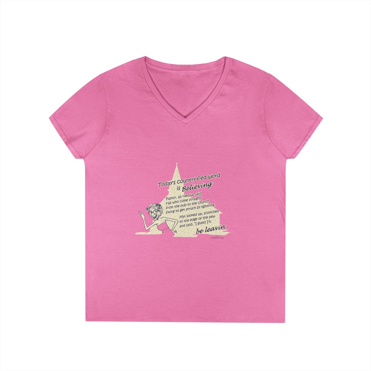 Believing - Ladies' V-Neck T-Shirt