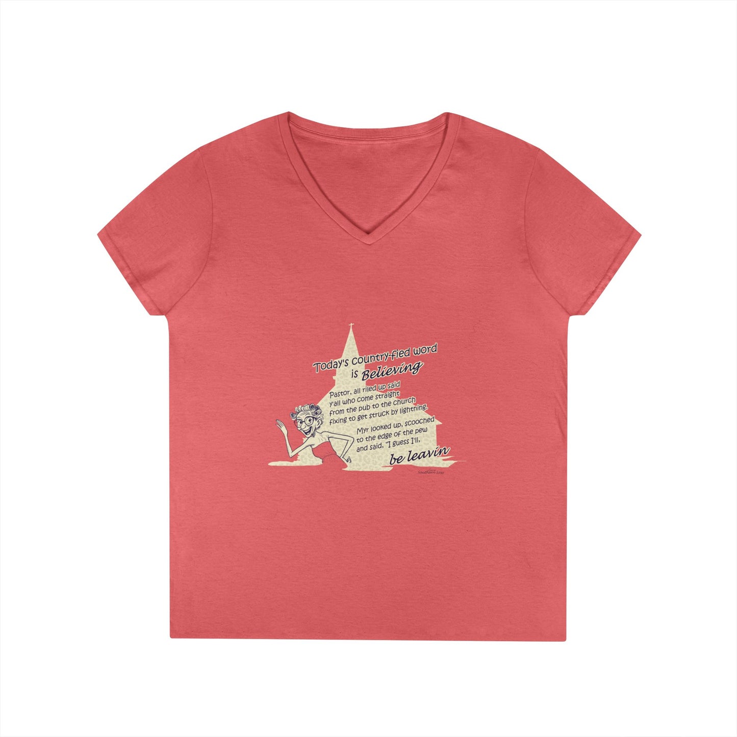 Believing - Ladies' V-Neck T-Shirt
